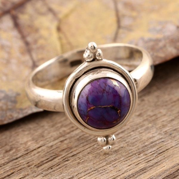 Alternate image for Purple Composite Turquoise and Silver Ring Twilight Memory