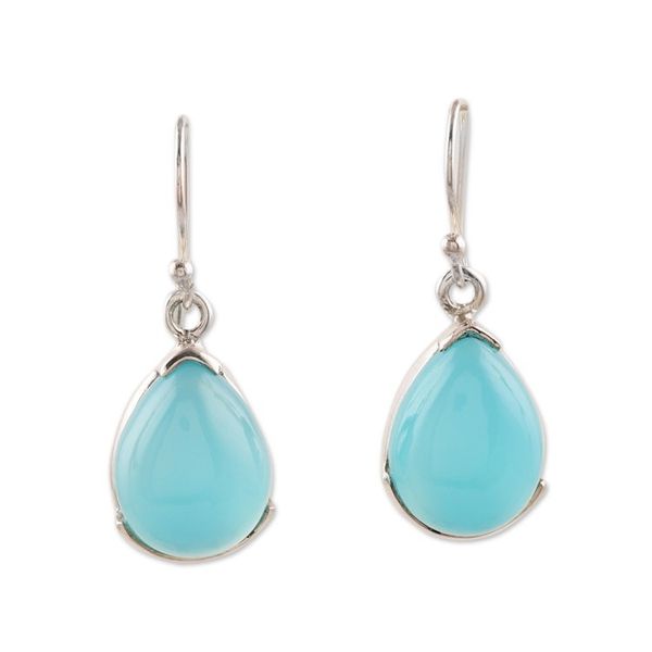 Alternate image for Teardrop Chalcedony Dangle Earrings from India Charismatic Drops