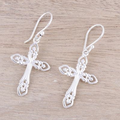 Alternate image for Sterling Silver Cross Dangle Earrings from India Delightful Crosses
