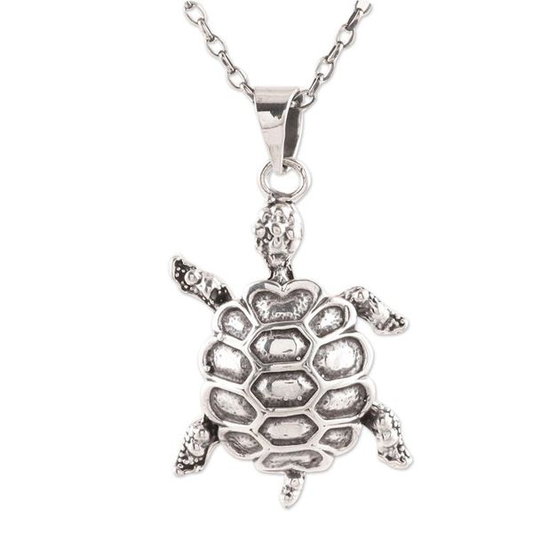 Alternate image for Sterling Silver Turtle Pendant Necklace from India Turtle Friend