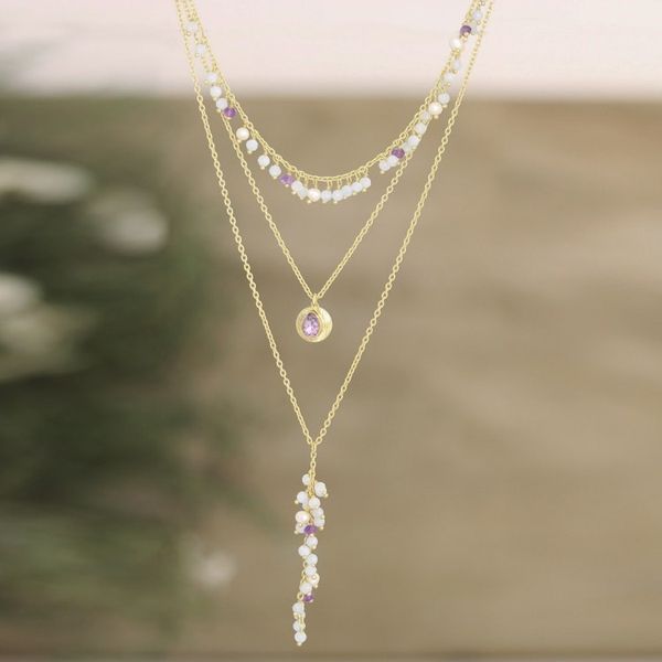 Alternate image for 18k Gold-plated Multi-gemstone Pendant Necklace from India Classical Beauty