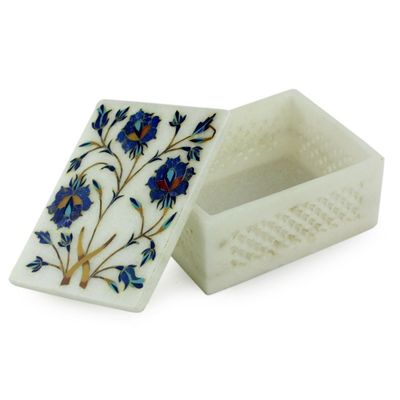 Alternate image for Handcrafted Indian Floral Marble Inlay Jewelry Box Floral World Heritage
