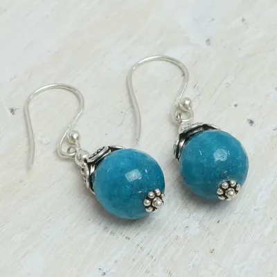 Alternate image for Blue Aventurine and Sterling Silver Dangle Earrings Sweet Blue Exuberance