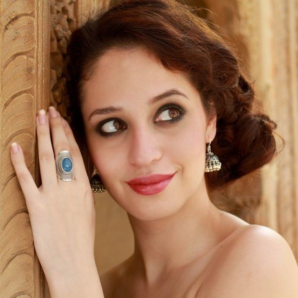 Alternate image for Sterling Silver Jewelry Chalcedony Ring from India Jaipur Skies