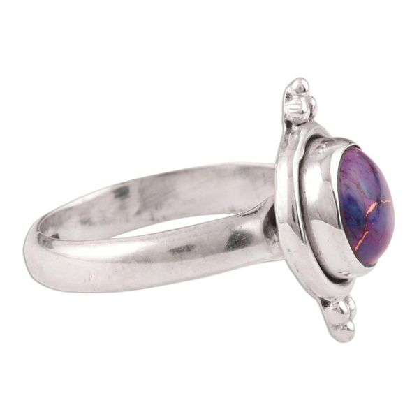 Alternate image for Purple Composite Turquoise and Silver Ring Twilight Memory