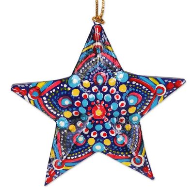 Alternate image for Handmade Star Ornaments from India Set of 6 Cheerful Stars