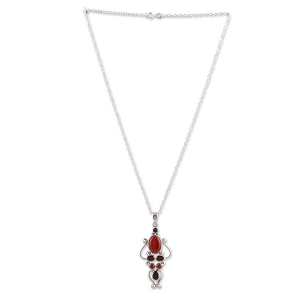 Alternate image for Two-Carat Carnelian and Garnet Pendant Necklace from India Romances