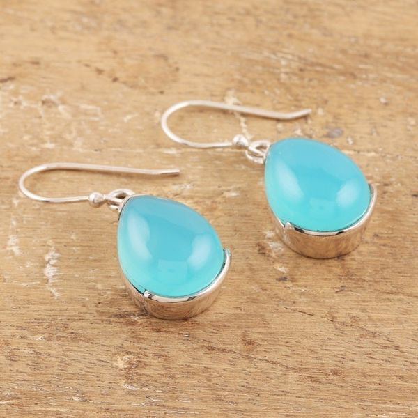 Alternate image for Teardrop Chalcedony Dangle Earrings from India Charismatic Drops