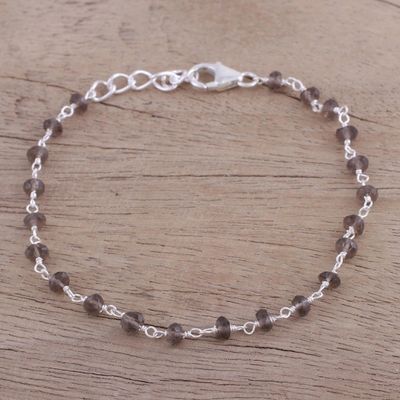 Alternate image for Handmade Adjustable Smoky Quartz Link Bracelet from India Beautiful Saga