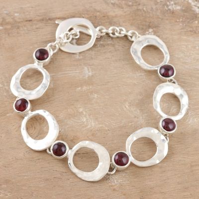 Alternate image for Indian Garnet and Sterling Silver Link Bracelet Every Other Heartbeat