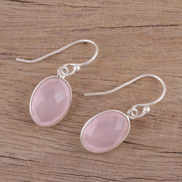 Alternate image for Faceted Rose Quartz Earrings Totaling 12 Carats Bashful Rose