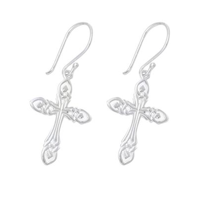 Alternate image for Sterling Silver Cross Dangle Earrings from India Delightful Crosses