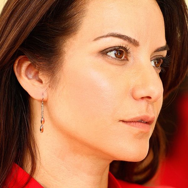 Alternate image for 22k Gold-Plated Dangle Earrings with Natural Carnelian Gems Sunshine Seeds