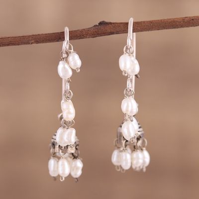 Alternate image for Cultured Pearl and Sterling Silver Dangle Earrings Pearl Melody