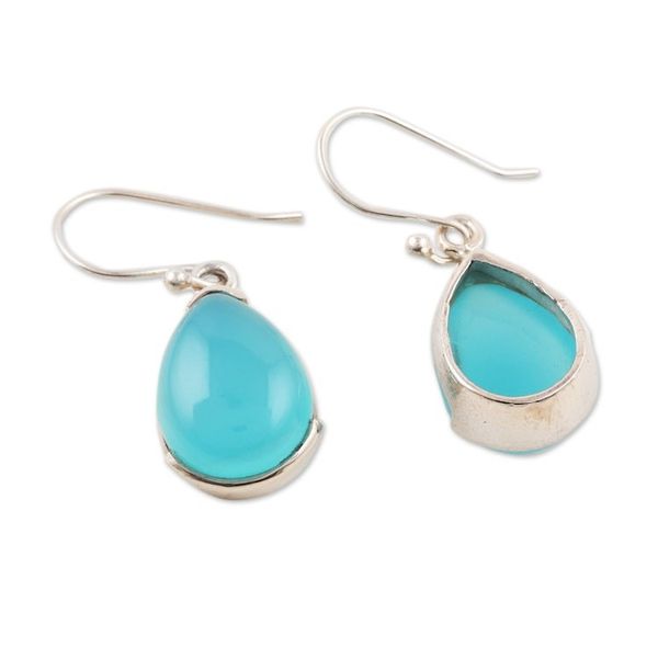 Alternate image for Teardrop Chalcedony Dangle Earrings from India Charismatic Drops