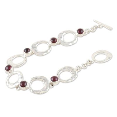 Alternate image for Indian Garnet and Sterling Silver Link Bracelet Every Other Heartbeat