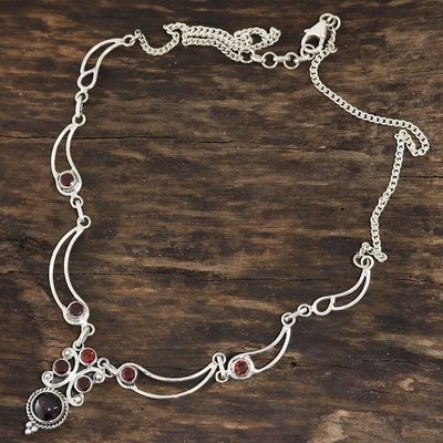 Alternate image for Natural Garnet Link Pendant Necklace from India Radiant Princess
