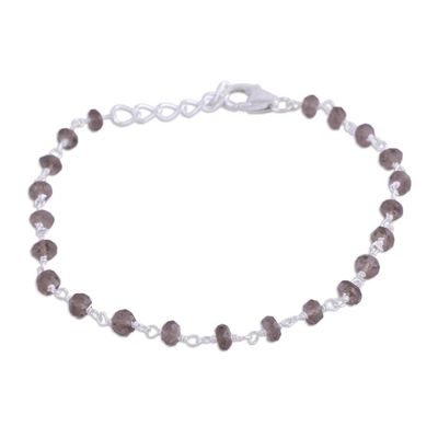 Alternate image for Handmade Adjustable Smoky Quartz Link Bracelet from India Beautiful Saga