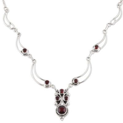 Alternate image for Natural Garnet Link Pendant Necklace from India Radiant Princess
