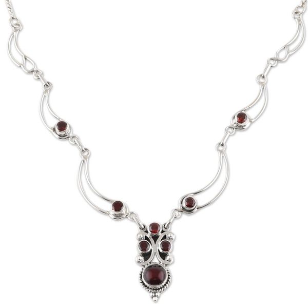Alternate image for Natural Garnet Link Pendant Necklace from India Radiant Princess