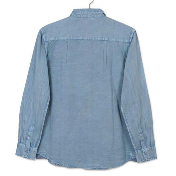 Alternate image for Mens Long-Sleeved Cotton Shirt in Denim Blue from India Bold Flair in Sky Blue