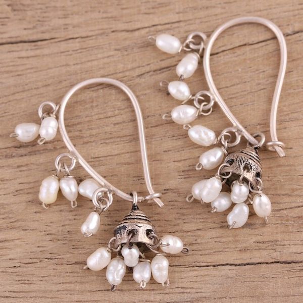 Alternate image for Cultured Pearl and Sterling Silver Dangle Earrings Pearl Melody