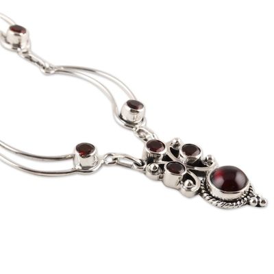 Alternate image for Natural Garnet Link Pendant Necklace from India Radiant Princess
