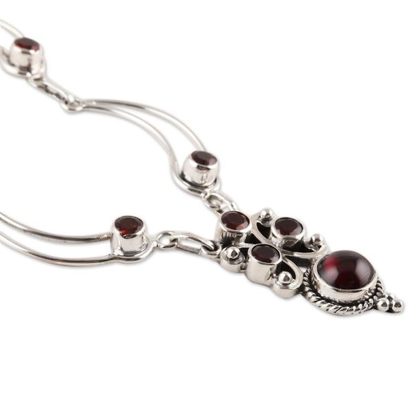 Alternate image for Natural Garnet Link Pendant Necklace from India Radiant Princess