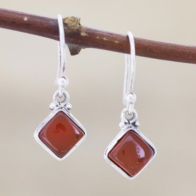 Alternate image for Square Carnelian Cabochon Dangle Earrings Happy Kites