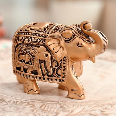Alternate image for Golden Elephant Sculpture from India Regal Golden Elephant