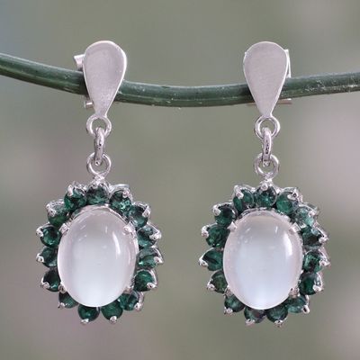 Alternate image for Indian Emerald and Moonstone Dangle Earrings Love and Devotion