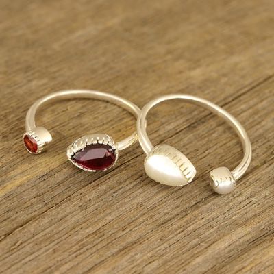 Alternate image for Garnet and Cultured Pearl Wrap Rings from India Pair Stylish Flavor
