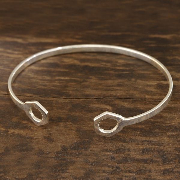 Alternate image for Geometric Mens Sterling Silver Cuff Bracelet from India Handy Gleam