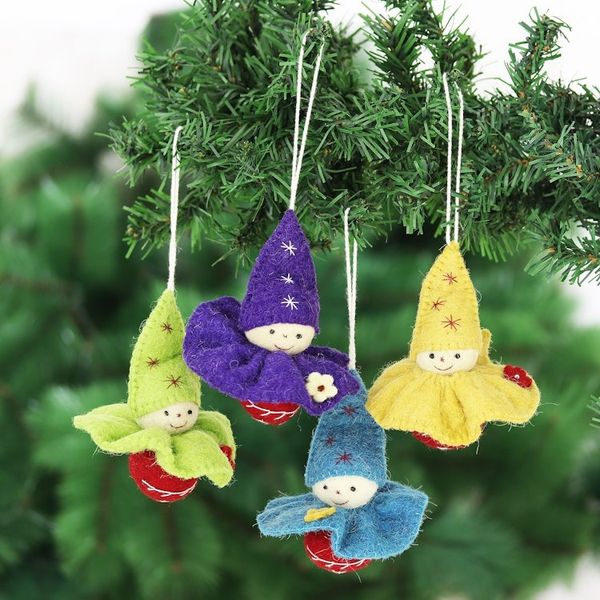 Alternate image for Handcrafted Wool Felt Cherub Ornaments Set of 4 Cheerful Cherubs