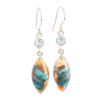 Alternate image for Blue Topaz and Composite Turquoise Dangle Earrings Elegance of the Beach