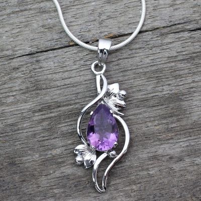 Alternate image for Amethyst flower necklace Bengal Blossom