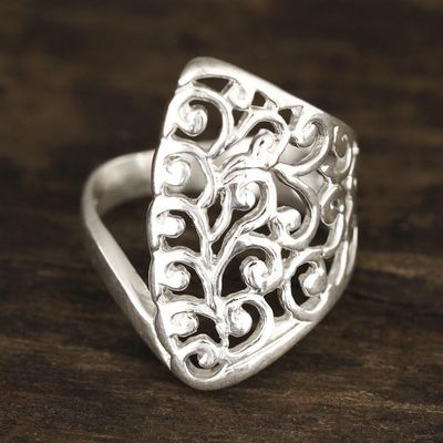 Alternate image for Openwork Vine Pattern Sterling Silver Band Ring from India Vine Allure