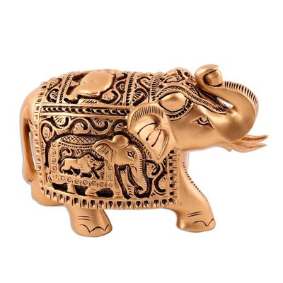 Alternate image for Golden Elephant Sculpture from India Regal Golden Elephant