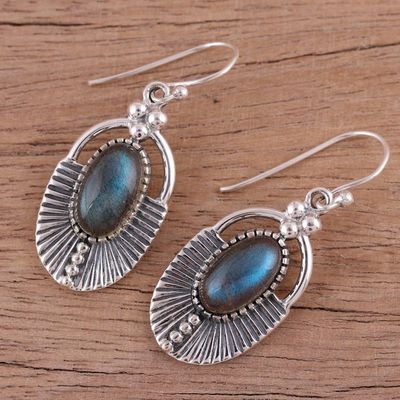Alternate image for Labradorite Dangle Earrings with Ear Hooks from India Mystic Glamour