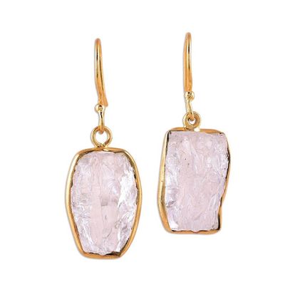 Alternate image for Handmade 22k Gold Plated 925 Silver Crystal Quartz Earrings Crystalline Delight