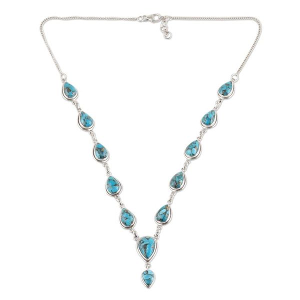 Alternate image for Composite Turquoise Y-Necklace from India Aura of Beauty