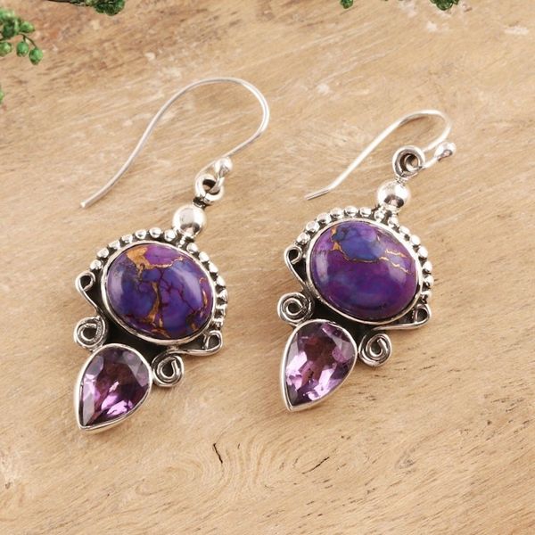 Alternate image for Regal Sterling Silver and Amethyst Earrings from India Regal Allure