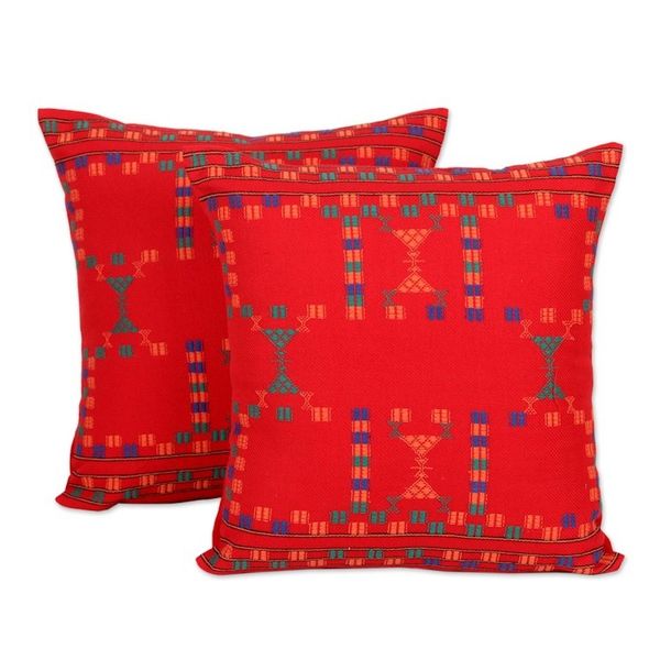 Alternate image for Cotton Red Cushion Covers Set 2 Throw Pillows Sequences