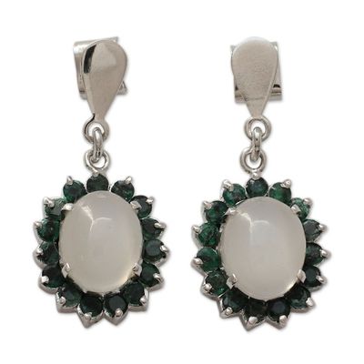 Alternate image for Indian Emerald and Moonstone Dangle Earrings Love and Devotion