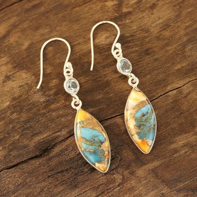 Alternate image for Blue Topaz and Composite Turquoise Dangle Earrings Elegance of the Beach
