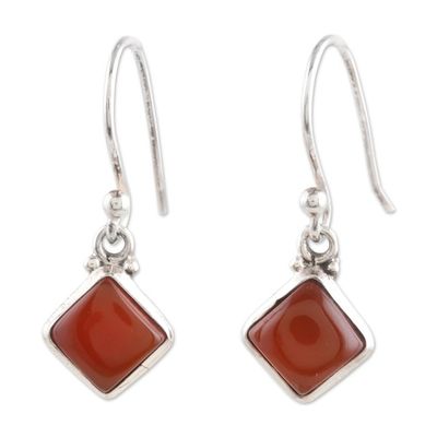 Alternate image for Square Carnelian Cabochon Dangle Earrings Happy Kites