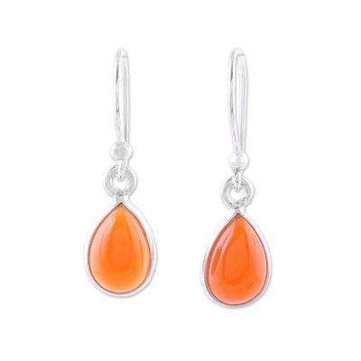 Alternate image for Carnelian and Sterling Silver Teardrop Dangle Earrings Gentle Tear