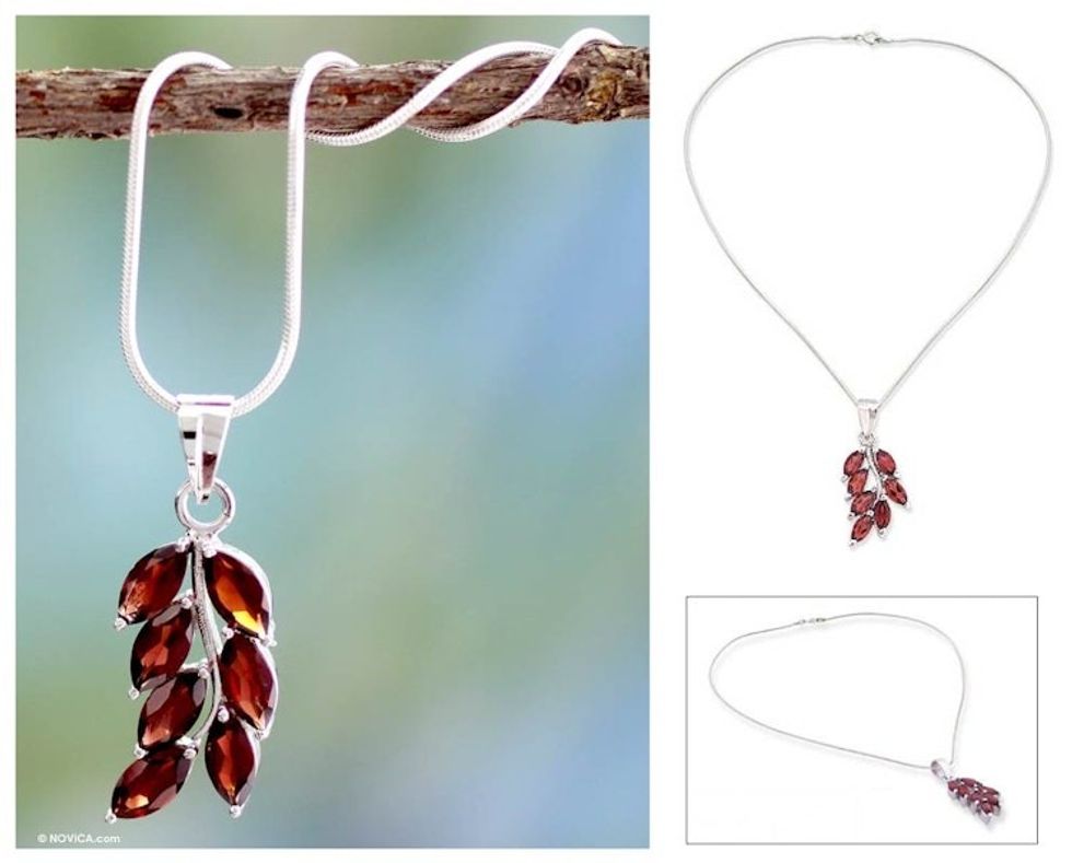 Garnet flower necklace 'Scarlet Blaze'