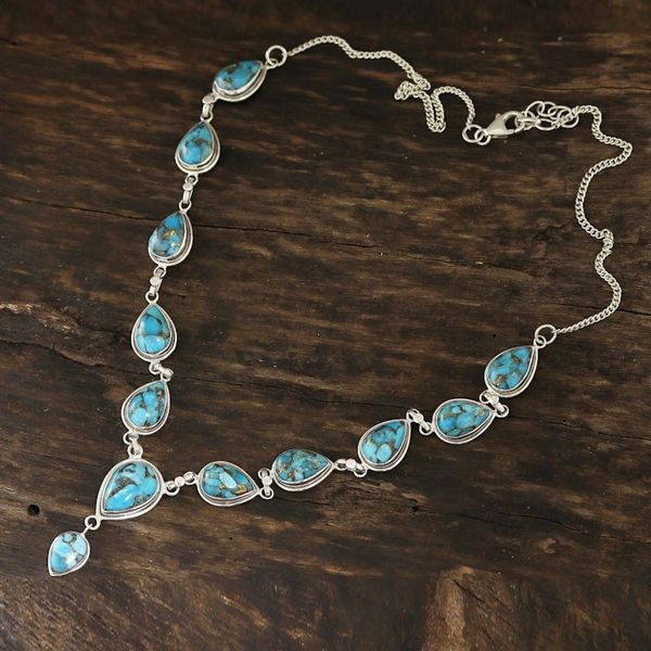 Alternate image for Composite Turquoise Y-Necklace from India Aura of Beauty