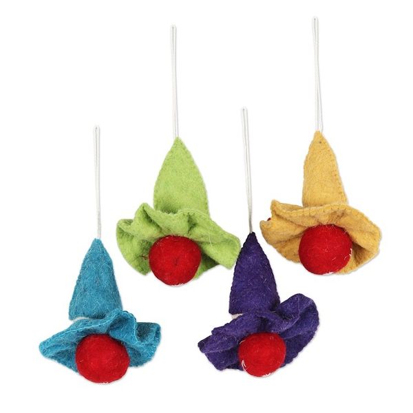 Alternate image for Handcrafted Wool Felt Cherub Ornaments Set of 4 Cheerful Cherubs